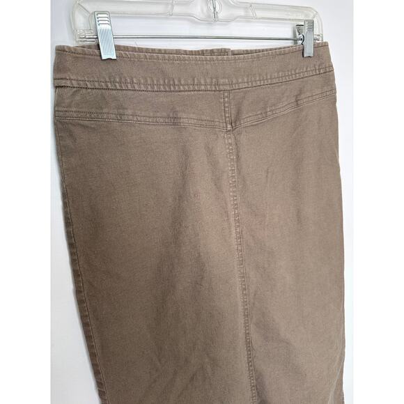 Co & Eddy Linen mix midi khaki skirt front tie side slits size 10 - Picture 7 of 10